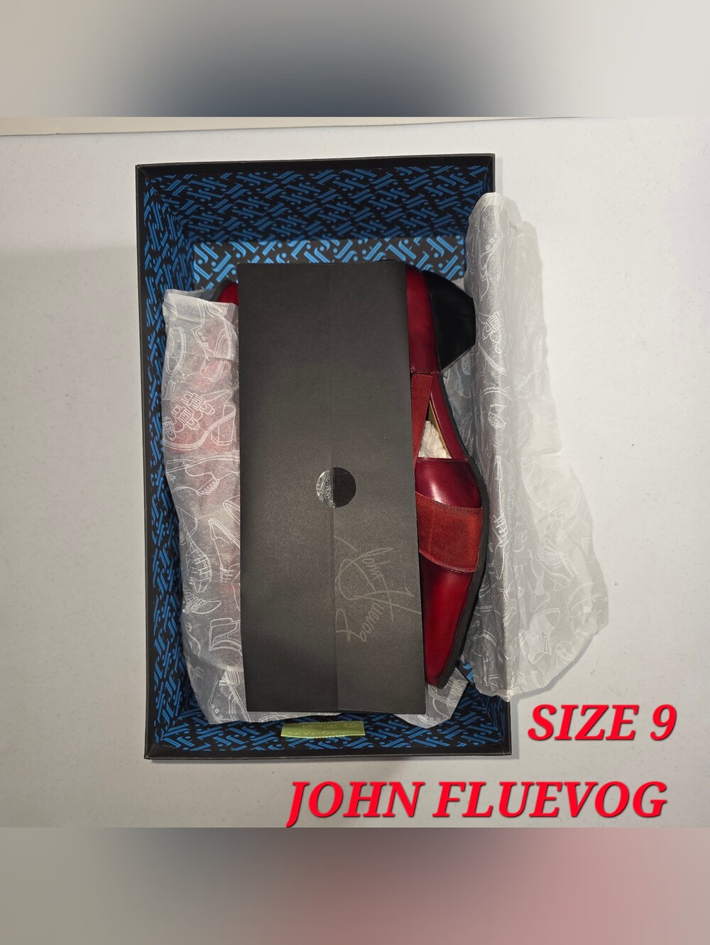 John Fluevog Womenโs Red Leather Slip-On Shoes